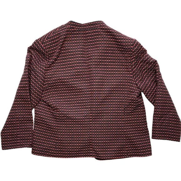 Anne Klein Menswear Blazer Women's 2 XS Black Red Open-Front Mandarin Collar NWT - Picture 8 of 16